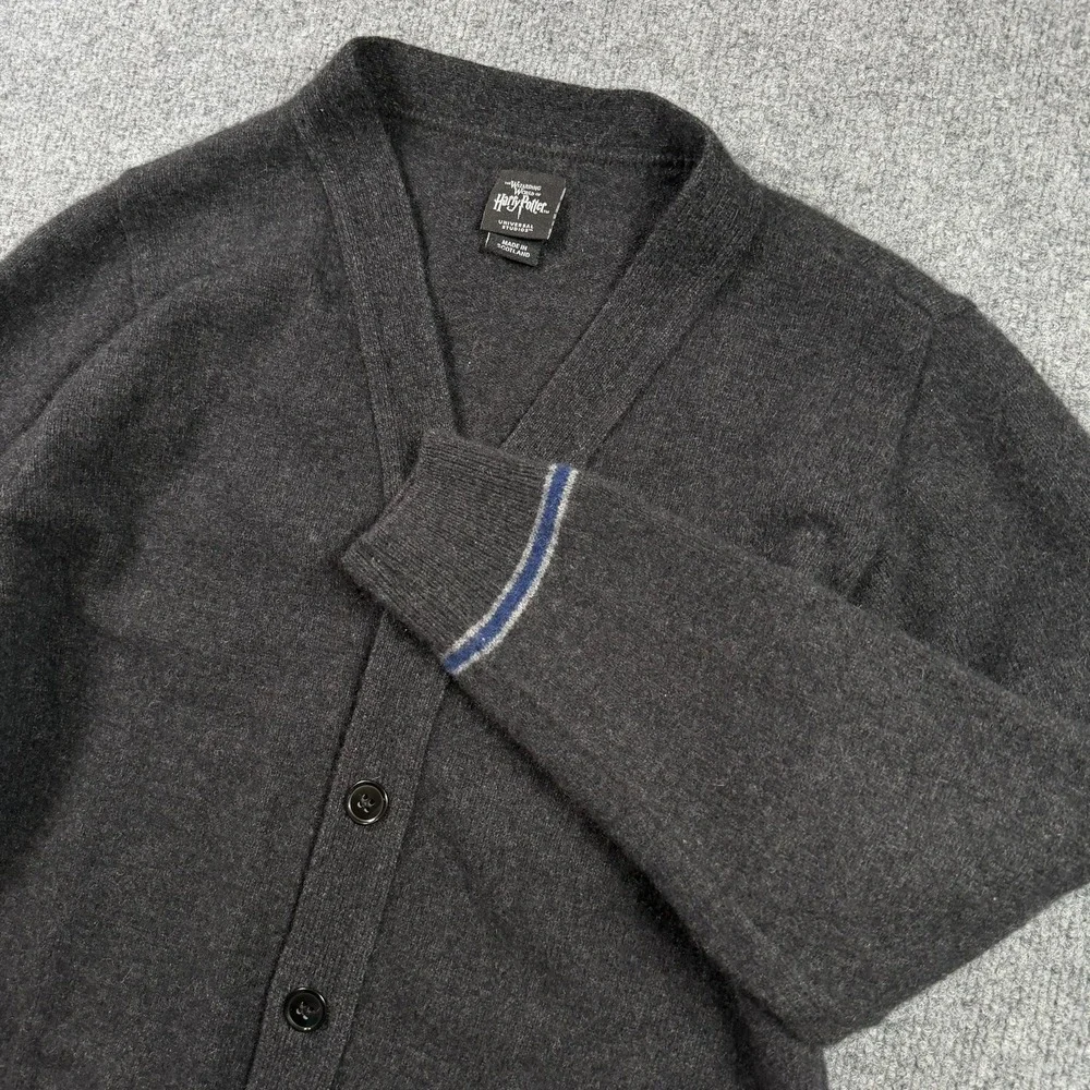 Harry Potter Cardigan Ravenclaw Made in Scotland Medium Grey Wool Blend